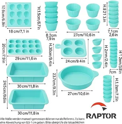 Produktbild von 24-teiliges Silikon-Backformen-Set – Muffinförmchen, Kuchenformen & Pfannkuchenring – Komplettset für Backen & Dessert – BPA-frei, Antihaft, Spülmaschinenfest