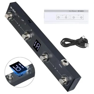Produktbild von Kabelloser BT MIDI Fußcontroller 4-Tasten – Wiederaufladbarer MIDI-Controller mit App-Steuerung | Schokoladenbraun