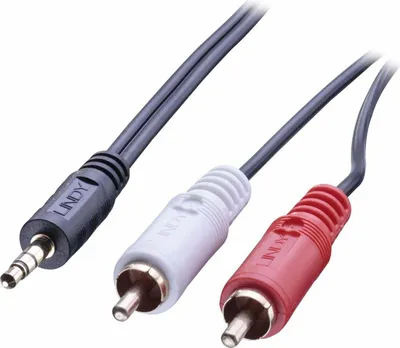 Produktbild von Lindy 35681, 3.5mm, Männlich, 2 x RCA, Männlich, 2 m, Schwarz, Rot, Weiß