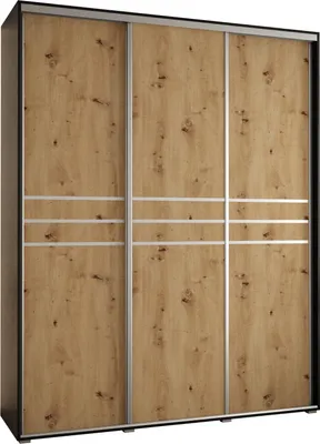 Produktbild von MEBLE KRYSPOL Davos 10 Schrank, drei Türen - 235,2x190x45 cm - Schwarz Artisan Silber