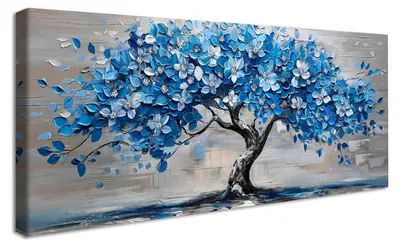Leinwandbild Lebensbaum blau 50x120 cm Holzrahmen