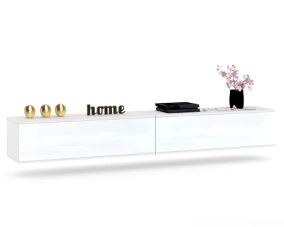 Produktbild von TV-Lowboard Fernsehschrank SIMPLY DUO HÄNGEND Weiß Matt/Weiß Hochglanz 280cm