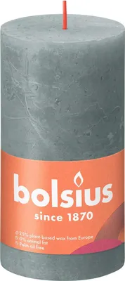Produktbild von Bolsius Stumpenkerze Rustik Shine Eukalyptusgrün 13 cm