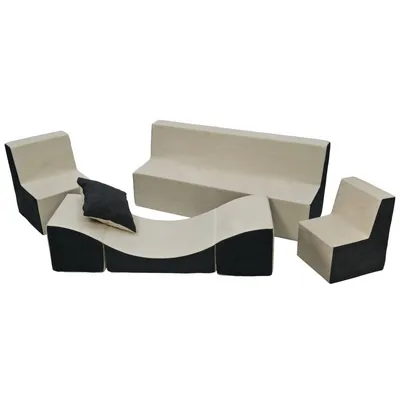 Produktbild von Kinderzimmer-Möbelset: 2xSessel+Sofa+Beigegrauer Hocker