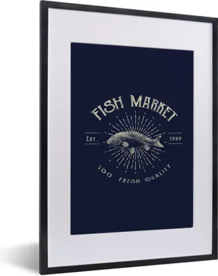 Produktbild von MuchoWow® MuchoWow® Gerahmtes Poster Jahrgang - Fisch - Text 30x40 cm - Poster mit zchwarzem Bilderrahmen - Wandposter Schlafzimmer