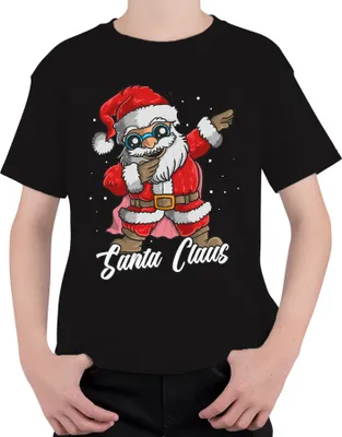Produktbild von Dabbing Santa Claus - Weihnachten Weihnachtsgeschenk Christmas Uni Kinder T-Shirt, Schwarz, 128