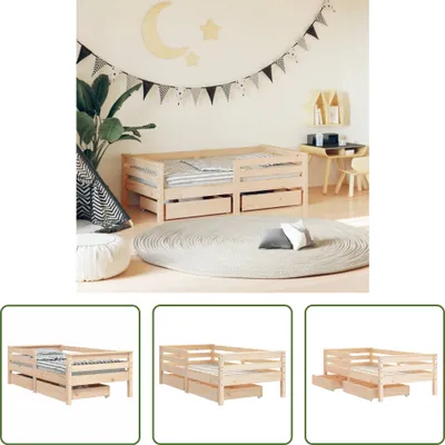 Produktbild von The Living Store Kinderbett mit Schubladen 70x140 cm Massivholz Kiefer