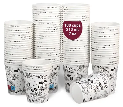 100 Kartonbecher 200 ml, weiß, stabil, für heiße & kalte Getränke
