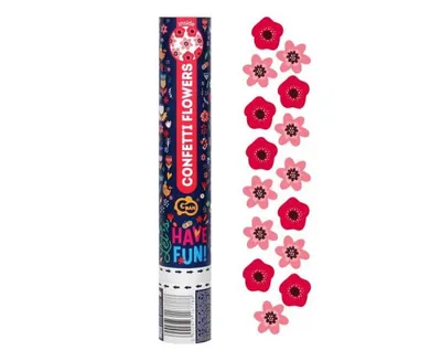 Produktbild von Konfettikanone rot rosa Blumen 30 cm