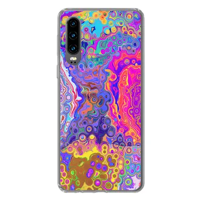 Produktbild von MuchoWow® Handyhülle Schutzhülle Hülle für Huawei P30 Kunst - Formen - Farbe - Psychedelisch Silikon Softcase Handy Hülle - Kartenbesitzer