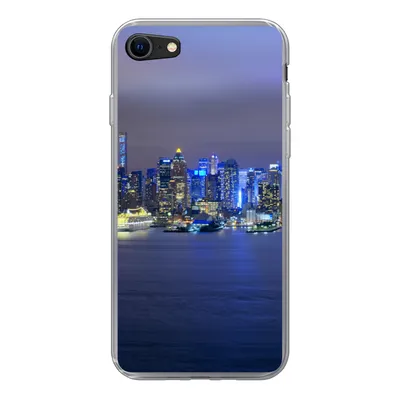 Produktbild von MuchoWow® Handyhülle Schutzhülle Hülle für iPhone SE 2020 New York - Skyline - Nacht Silikon Softcase Handy Hülle - Kartenbesitzer