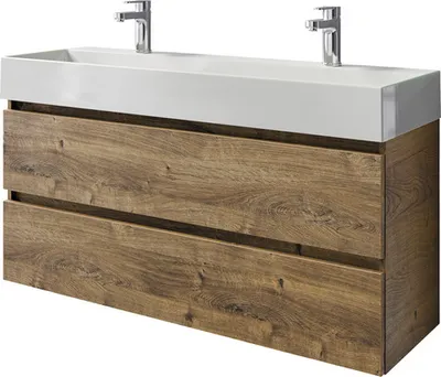 Produktbild von Pelipal Badmöbel-Set Torino BxHxT 121 x 66,7 x 40 cm Frontfarbe eiche ribbeck Badmöbel-Set mit Waschtisch Keramik weiß