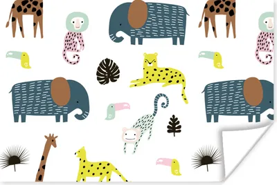 Produktbild von MuchoWow® Poster Tiere - Wilde Tiere - Weiß 120x80 cm - Bilder