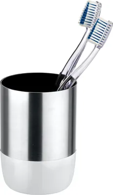 Produktbild von 2 Stück Zahnputzbecher Edelstahl Zahnbürsten Becher Behälter Ablage Badbecher LOFT