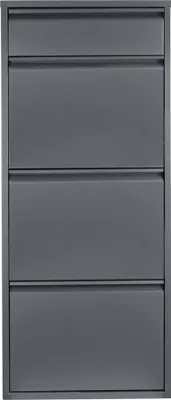 Produktbild von Schuhkipper 'Sokndal' mit 4 Klappen Metall 118 x 50 x 15 cm Grau