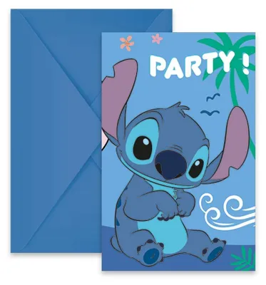 Zdjęcie produktu dla Zaproszenia z kopertami Stitch & Angel Disney 6szt.