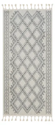 Obrázek produktu pro MY-RUG Koberec, Alva, 200x100, bílý, s vysokým vlasem, moderní, marocký design, nadýchaný měkký, skandinávský kosočtvercový vzor, obdélníkový tvar