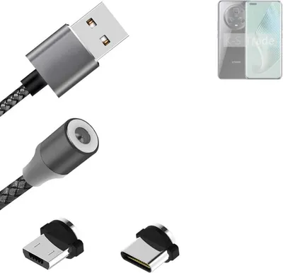 Produktbild von K-S-Trade Hochwertiges Magnet-Lade-kabel Sync-Kabel Daten-Kabel kompatibel mit Honor Magic5 Pro mit USB-Typ-C-Anschluss und Micro-USB-Anschluss 2A bis