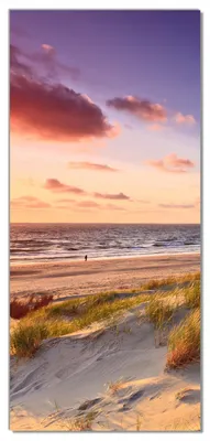 Produktbild von Wallario selbstklebende Türtapete 100 x 220 cm mit Schutzlaminat - Abendspaziergang am Strand - Sonnenuntergang über dem Meer