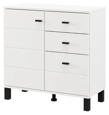 Produktbild von Ollant - Sideboard, 77x35x78h cm Weiß Matt, 3 Schubladen