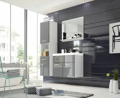 Image de Ensemble de salle de bain MAYRA – blanc / gris brillant