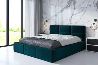 Produktbild von Polsterbett  EMMO-OM 160x200 cm mit Bettkasten und Lattenrost. Farbe: Grün.