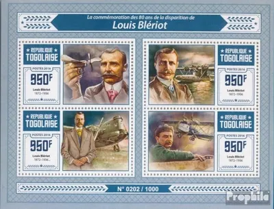 Produktbild von Briefmarken Togo 2016 Mi 7288-7291 Kleinbogen (kompl. Ausgabe) postfrisch Louis Blériot