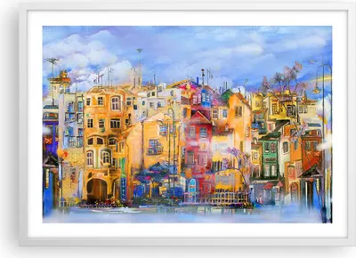 Produktbild von Gerahmtes Poster - Weißer Rahmen - Altstadt Mietshaus - 70x50 cm - Wand Bild - Wanddeko - Wandbilder - Kunstposter - Wandposter - Bilderrahmen - Bilder - Kunstdruck - Wandbild - P2WAA70x50-3419