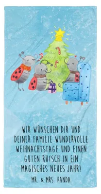 Produktbild von Mr. & Mrs. Panda Handtuch Weihnachten Smörle - Eisblau - Geschenk, Badelaken, Duschhandtuch, Duschtuch, Weihnachtsbaum, Tannennadeln, Strandtuch, Pfefferminzstange