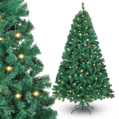 Zdjęcie produktu dla Choinka Peviasot, wysokość 210 cm, z oświetleniem LED, 400 ciepłobiałych diod, 1200 ozdób, sztuczna choinka z metalową podstawą