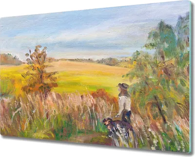 Produktbild von Coloray Küchenbrett Kochplattenabdeckung Hackbrett Schneidebrett Herdabdeckplatte 80x52 cm - Das Dorf Feld Himmel Natur