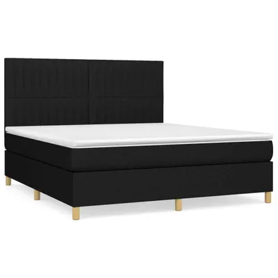 Zdjęcie produktu dla Łóżko Kontynentalne Z Materacem, Czarne, Tkanina 180X200 Cm  Lumarko!