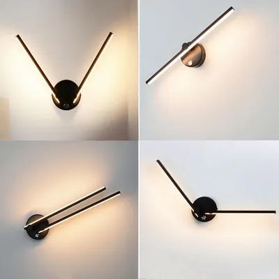 Produktbild von 2Pcs Aluminium LED Wandleuchte 12W, Schwarz Einstellbar Lampenarm 53cm, Warmweiß Nordic Wandleuchte Für Schlafzimmer Nacht Spiegel Vorne