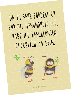 Produktbild von Mr. & Mrs. Panda Fotokarte Hummeln Kleeblatt - Gelb Pastell - Geschenk, Ansichtskarten, Spruch Fröhlich, Hummel, Postkarte, Grußkarte, glücklich Werden, Positiv, sein
