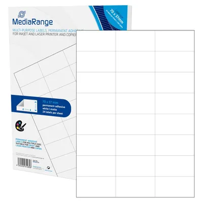 Produktbild von MediaRange MRINK149, Weiß, Permanent, 70 x 37, A4, Matte, Laser/Inkjet
