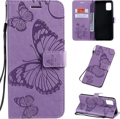 Produktbild von Mobigear Butterfly  Samsung Galaxy A51 Hülle Klapphülle Geldbörse - Lila