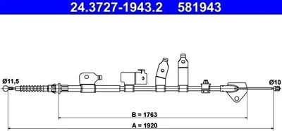 Produktbild von ATE Handbremsseil Seilzug Feststellbremse für TOYOTA AURIS (NRE15, ZZE15, ADE15, ZRE15, NDE15) Hinten Rechts 24.3727-1943.2