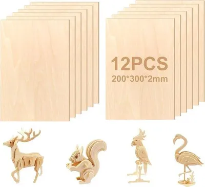 Produktbild von Sperrholzplatten, 300 x 200 mm - Lindenholz-Multiplex - 12 Stück - ideal zum Basteln