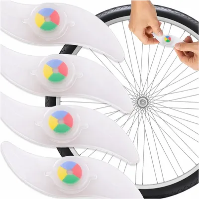 Produktbild von 4× LED Speichenlichter für Fahrrad, Bunte Speichenbeleuchtung mit Batterie, Fahrradlampen für mehr Sichtbarkeit
