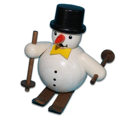Produktbild von Holzwaren Egermann Schneemann auf Ski - mit Zylinder - Größe ca. 11cm - 93471