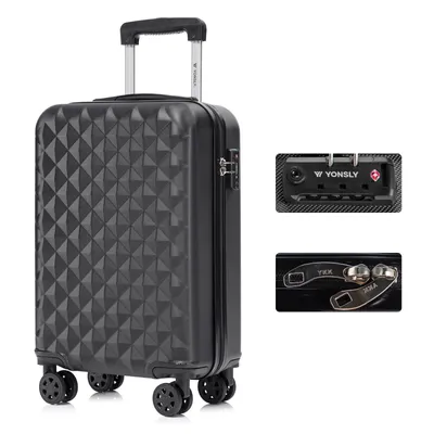 Produktbild von yonsly Premium Reisekoffer TSA-Schloss,YKK-Reißverschluss Hartschalen-Koffer Trolley Kabinenkoffer Rollkoffer Suitcase Handgepäck (Schwarz, M)