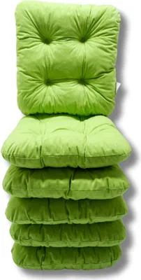 Zdjęcie produktu dla 6-Pak poduszki pikowane na krzesło zielone 38x38x8 cm - 1229 zestaw poduszek do jadalni