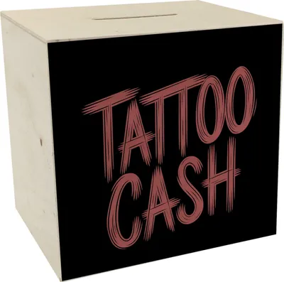 Produktbild von Tattoo Cash Spardose aus Holz für Tattoo-Fans