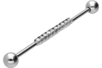 Produktbild von Zungenpiercing, Intim-Piercing Chirurgenstahl Industrial Ohrpiercing BALKEN + 10 KRISTALLE