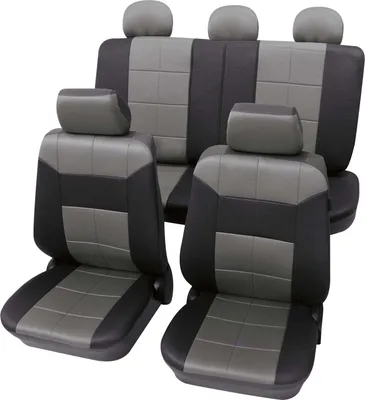 Produktbild von Auto Sitzbezüge Universal Komplett Set 17-teilig - Dakar grau, Eco Class mit SAB 1 Vario Plus | Autositzbezüge / Schonbezüge von PETEX