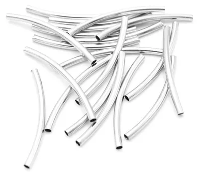 Produktbild von Vintageparts Tubenperlen Messing platinfarben 30mm, 20 Stück
