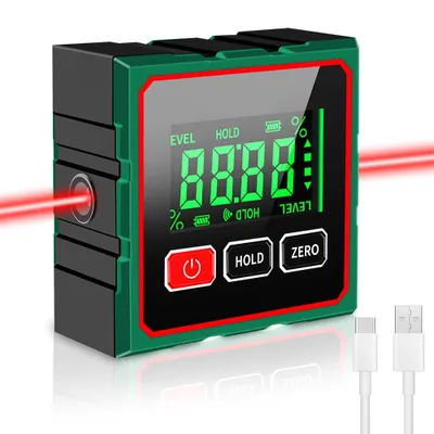Produktbild von Digitaler Winkelmesser Neigungsmesser mit LCD Display, IP54 Wasserdicht, 0,1° Genauigkeit, 4 seitiger Magnet, Digitale Wasserwaage Winkelmesser Digita