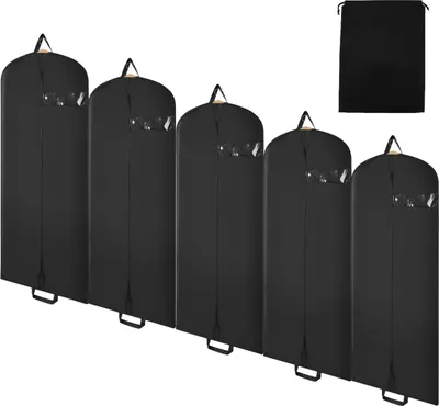 Produktbild von Aopunly Kleidersack 5er Set 128x60cm Schutzhülle Kleiderhülle mit einem Griff schwarz Schuhsack
