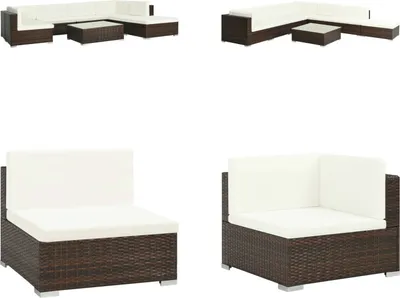 Produktbild von vidaXL 8 tlg. Garten Lounge Set mit Auflagen Poly Rattan Braun - Garten-Sofagarnitur - Garten-Sofagarnituren - Gartensofa-Set - Gartensofa-Sets