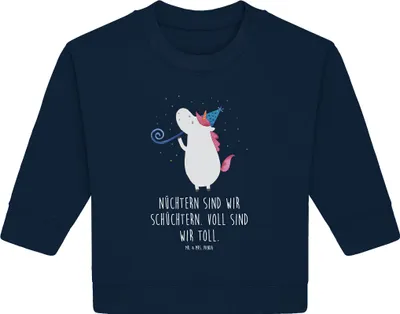 Produktbild von Mr. & Mrs. Panda Organic Baby Pullover Einhorn Party 6. - 12. Monat - French Navy - Geschenk, Club, Konfetti, Bullover, Unicorn, Disco, Geburtstag, Einhörner